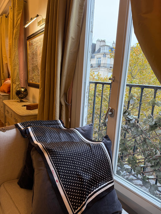 Classic Polka Dot Posh 100% Silk Headwrap / Scarf