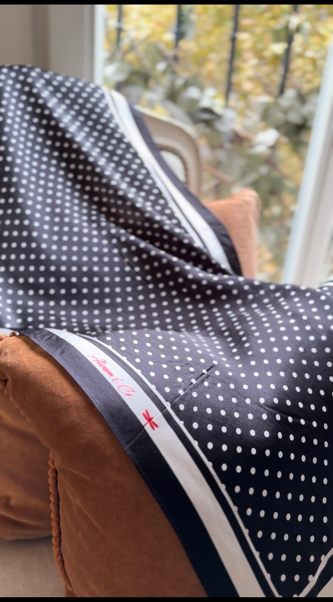 Classic Polka Dot Posh 100% Silk Headwrap / Scarf