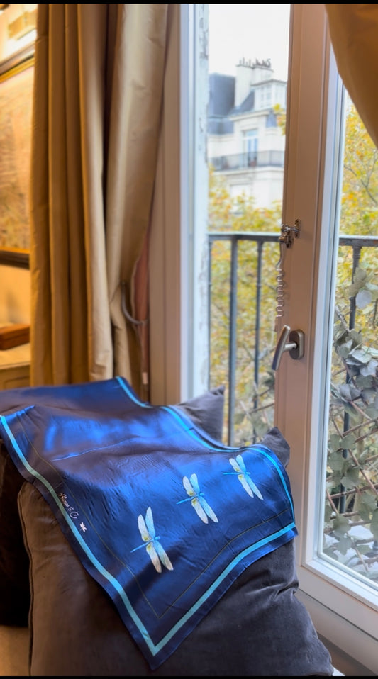 Regal Dragonfly 100% Silk Headwrap / Scarf