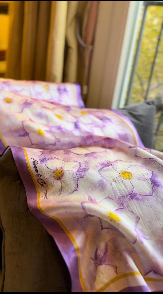 Periwinkle Morning 100% Silk Headwrap / Scarf