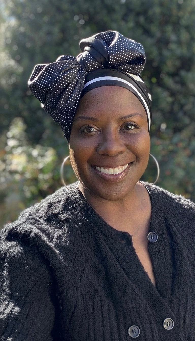 Classic Polka Dot Posh  100% Silk Headwrap / Scarf