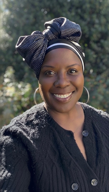 Classic Polka Dot Posh  100% Silk Headwrap / Scarf