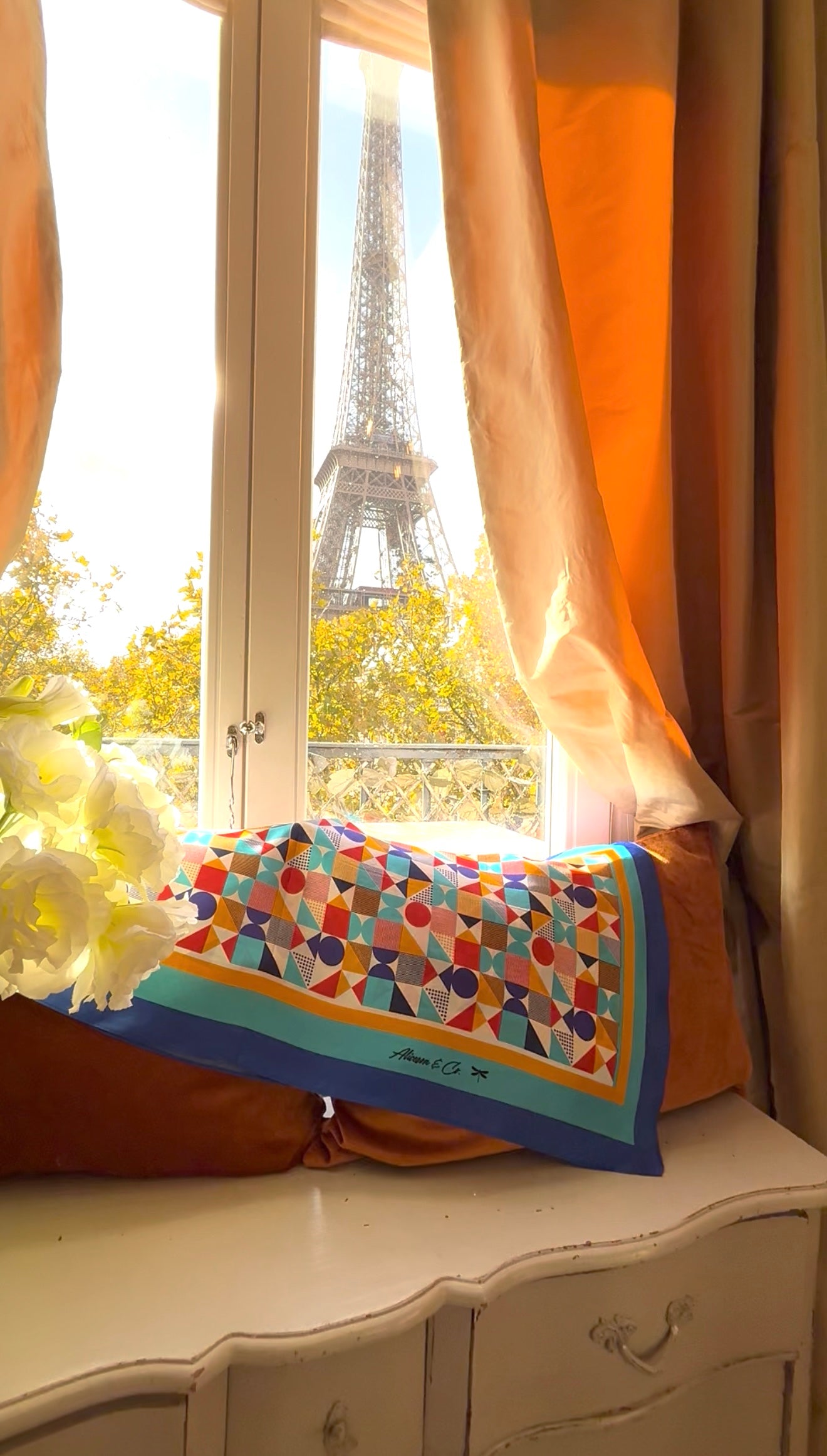 Parisian Getaway  100% Silk Headwrap / Scarf