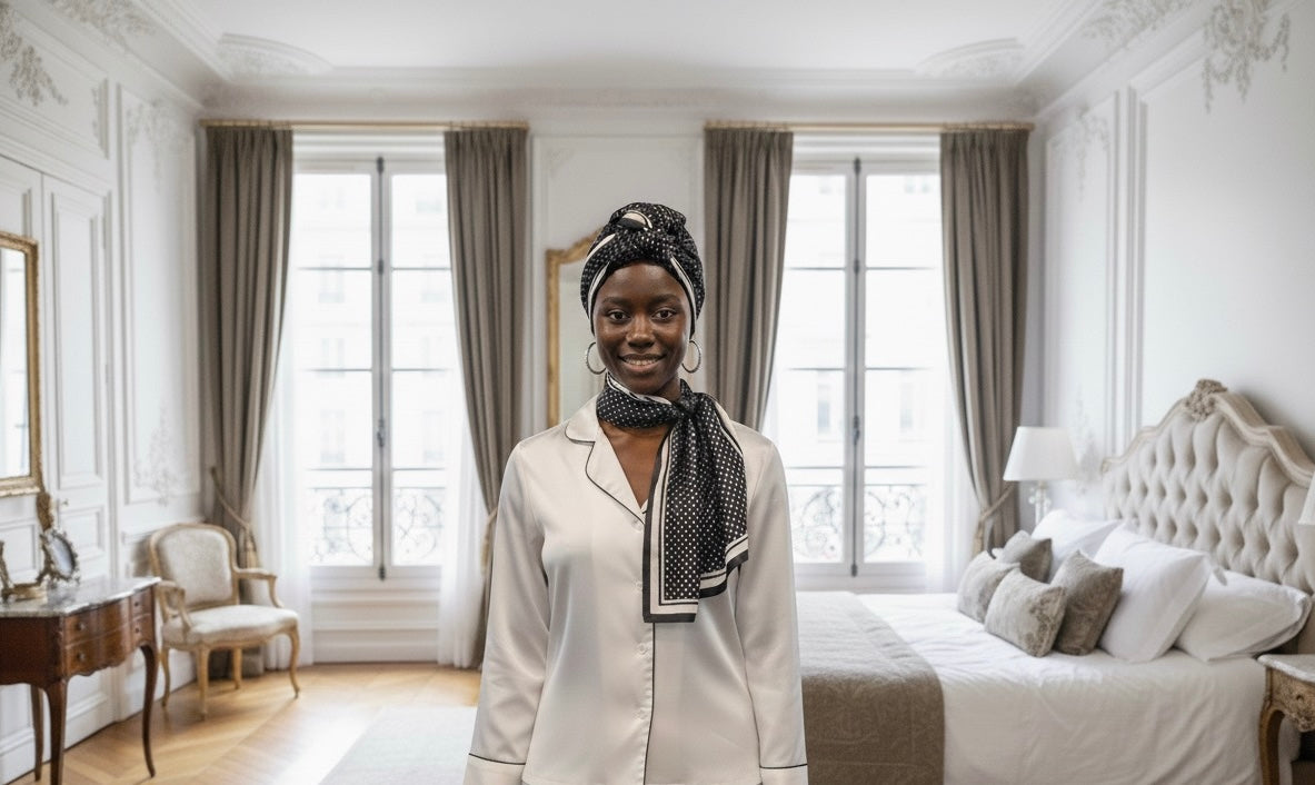 Classic Polka Dot Posh  100% Silk Headwrap / Scarf